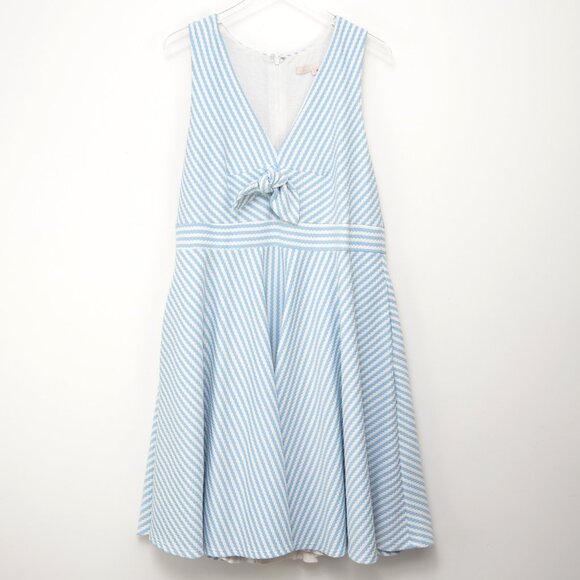 Hutch Dresses & Skirts - Hutch Stripe Fit & Flare Dress Knot Front Sleeveless Midi Blue White Plus 1X